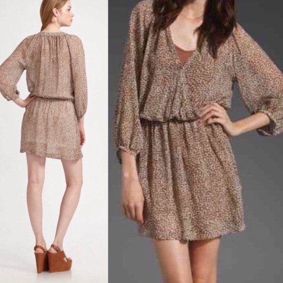 Joie Molly Dot Silk Dress in Acorn - Picture 1 of 5